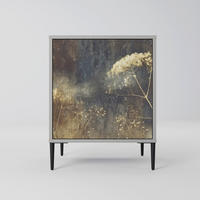 SIDEBOARD GENTLE POWER, Grau, 57,5x42x72,5 cm, Schwarze Metallfüße - Multicolor/Schwarz, Holzwerkstoff/Metall (57.5/72.5/42cm) - SpaceRebels