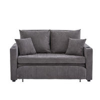 SCHLAFSOFA aus Chenille 139x83x58 cm Grau ausziehbar mit Armlehnentaschen, Kissen und hohem Sitzkomfort - Grau, Textil (73/83/139cm) - Modfu