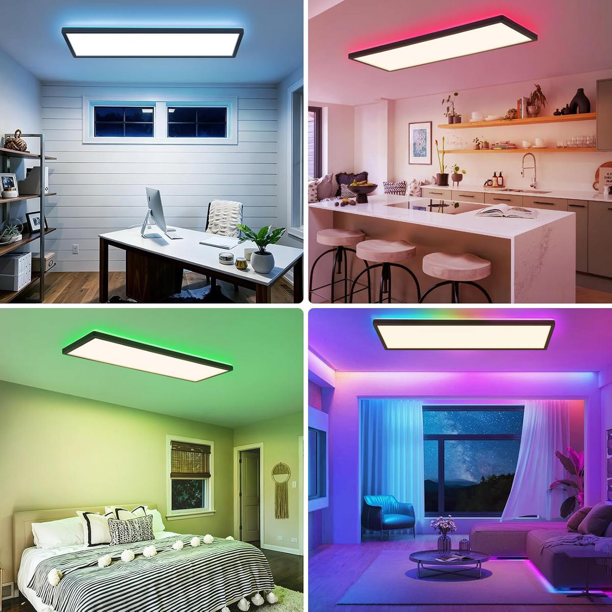 LED DECKENLEUCHTE Orvex 58/20/3 cm - Schwarz, Kunststoff (58/20/3cm) - ZMH