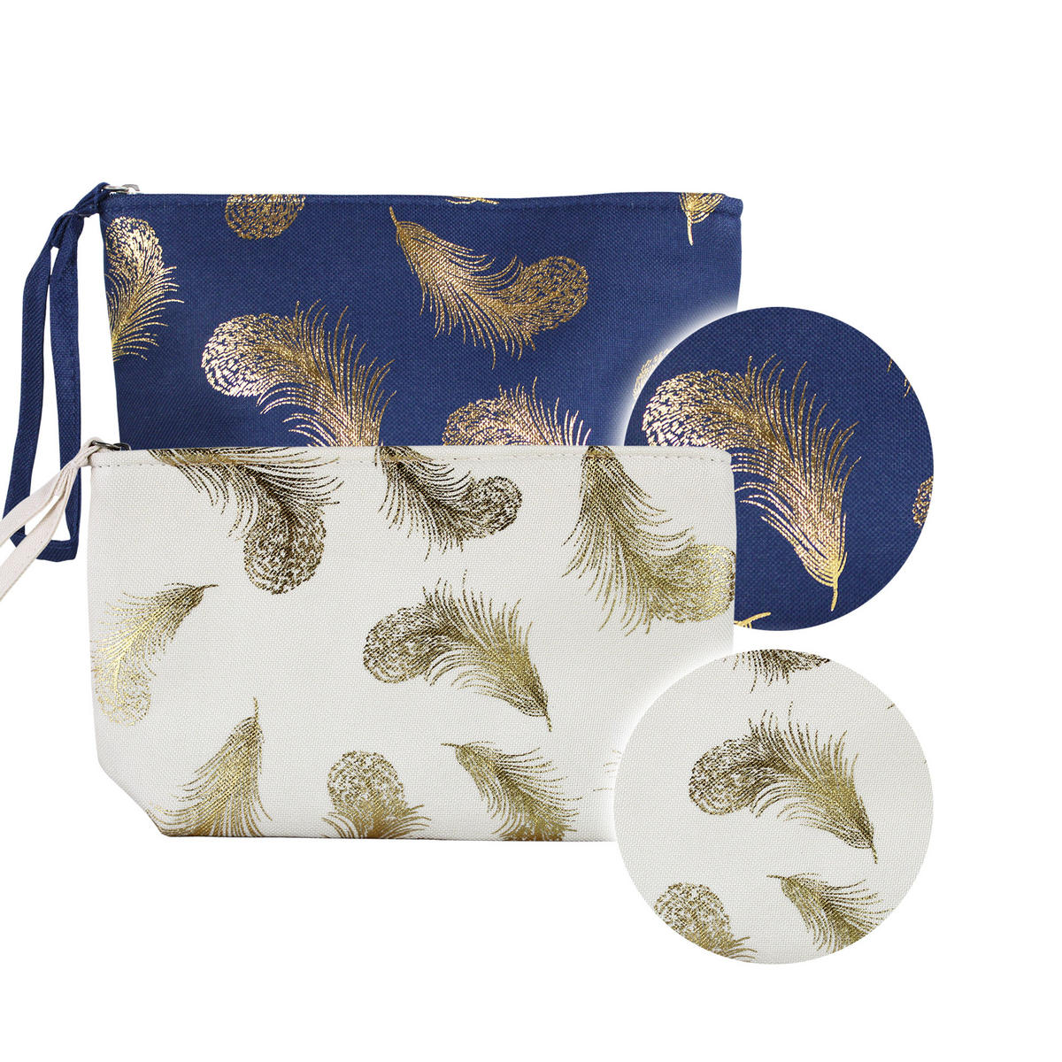 KULTURTASCHE Feder Motiv Blau - Blau, Textil (25/15/15cm) - TiborTex