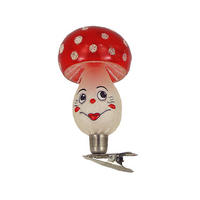 CHRISTBAUMSCHMUCK Pilz mit Gesicht weiß matt 10 cm - Multicolor, Metall (0.1/10/0.1cm)