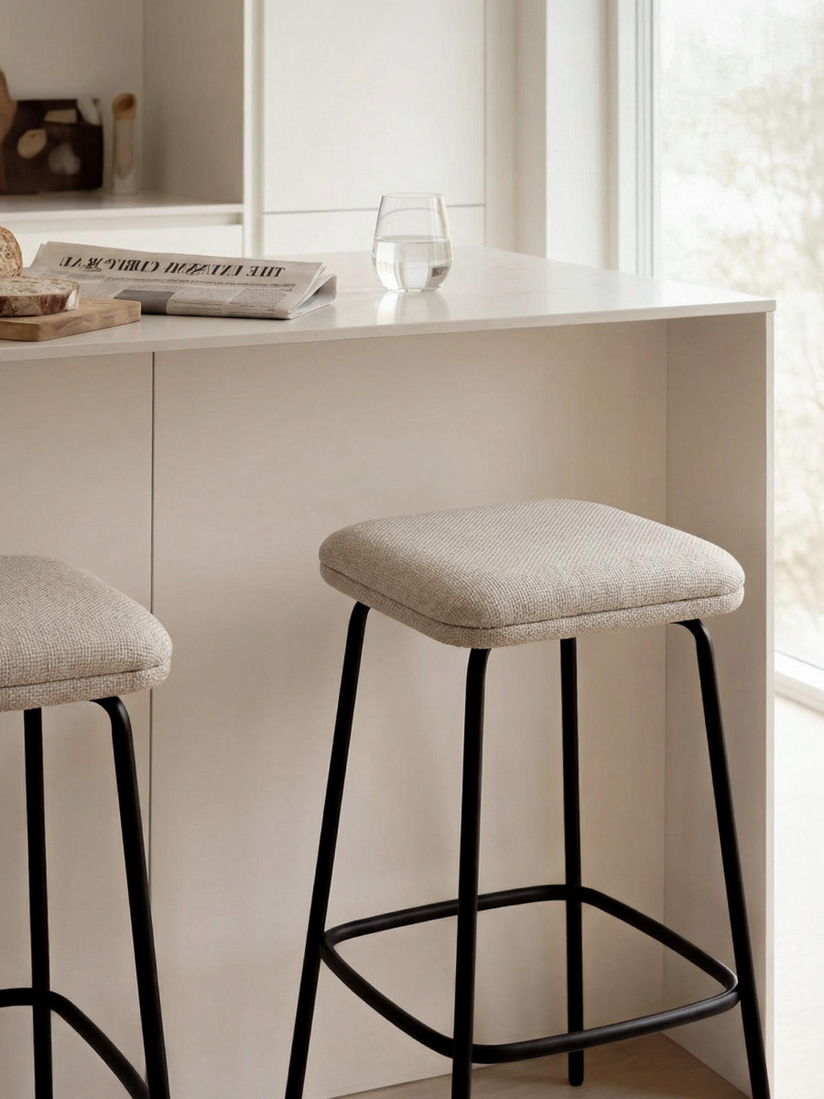 BARHOCKER Meis Beige 43 cm x 65 cm - Beige, Textil (43/65/40cm) - Kenay Home