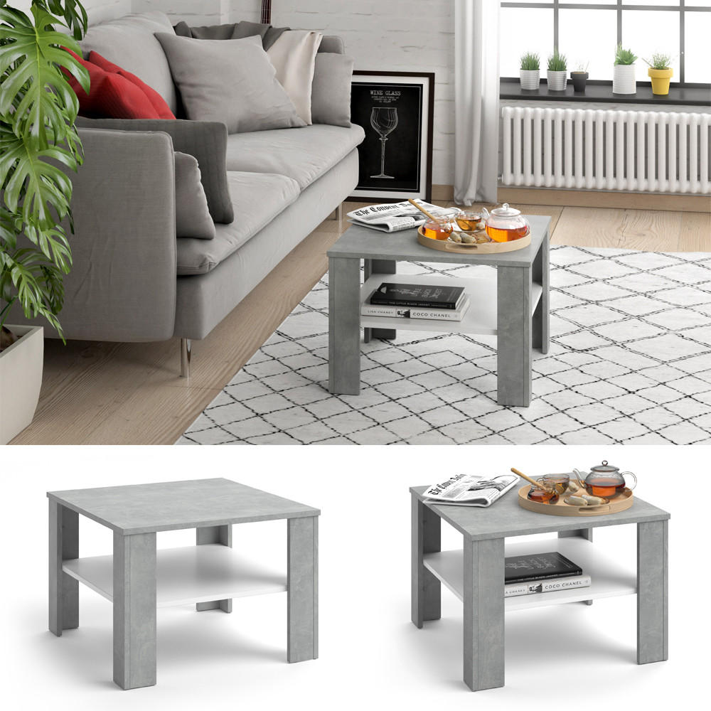 COUCHTISCH Homer Beton 60 x 60 cm - Schieferfarben, Holzwerkstoff (60/60/42cm) - Vicco
