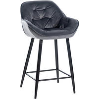 BARHOCKER Gibal 76 Samt dunkelgrau - Schwarz/Grau, Textil/Metall (54/103/57.5cm) - TPFLiving