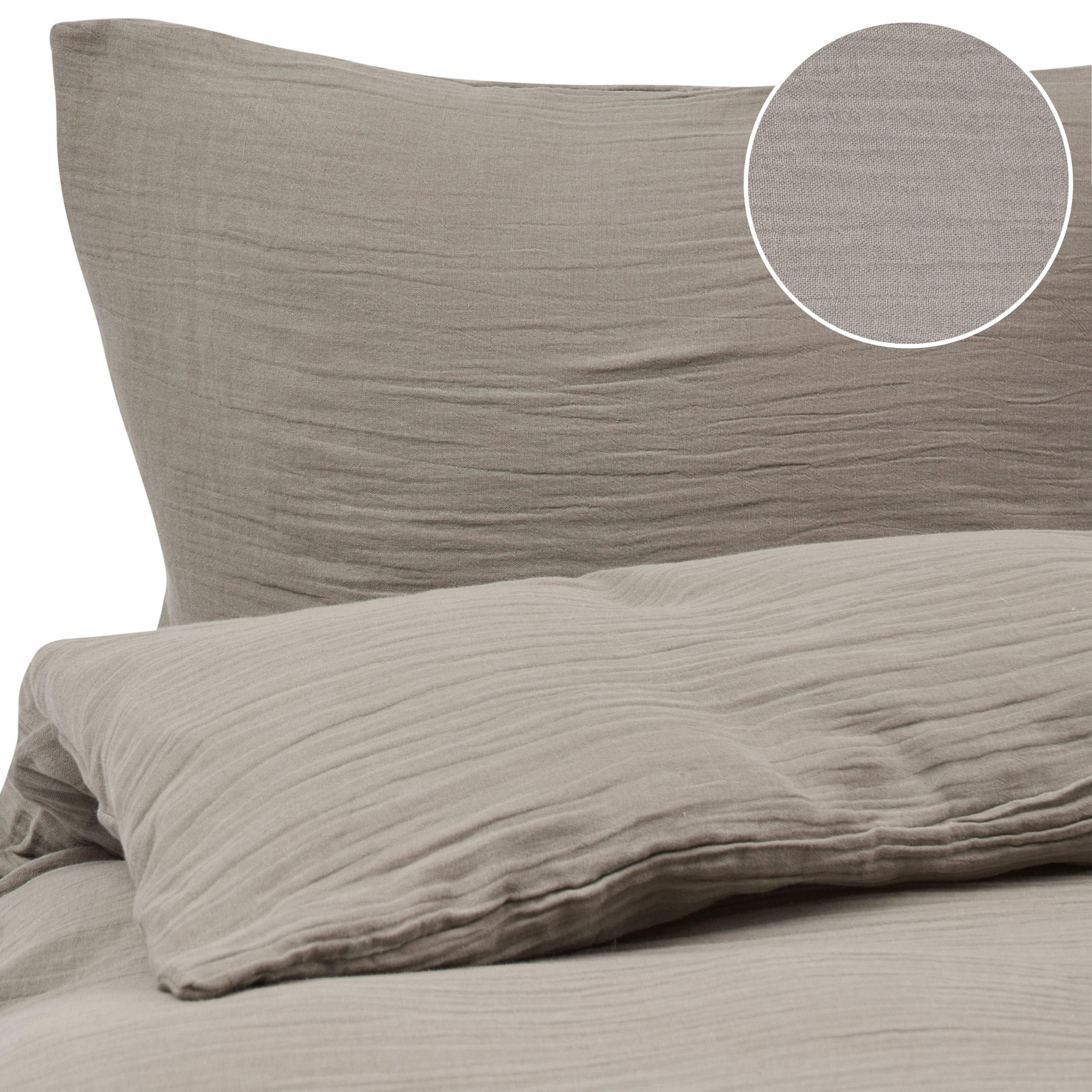 Beliani Bettwäsche-Set Taupe 150x200 cm