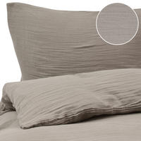 BETTWÄSCHE-SET 220/240 cm Baumwollmusselin Taupe Sumner - Taupe, Textil (220/240cm) - Beliani