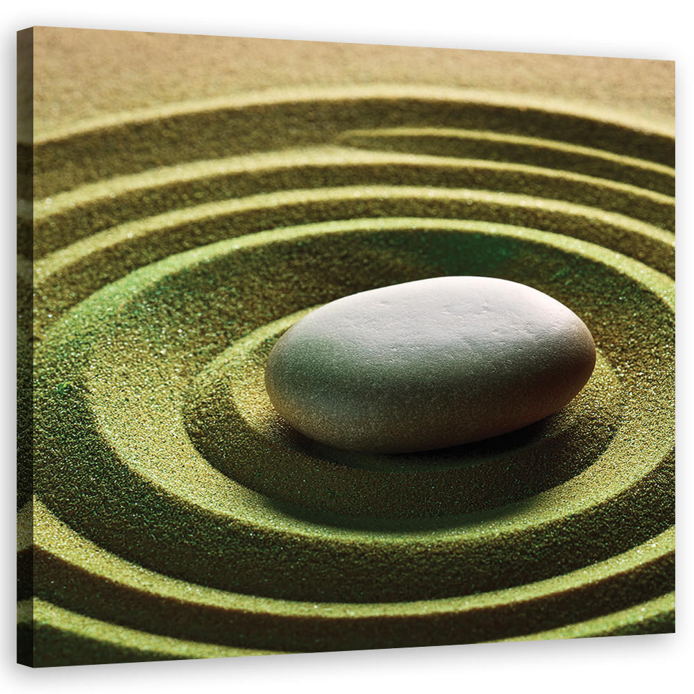 WANDBILD zen spa stein - Grün, Textil (50/50cm) - Feeby