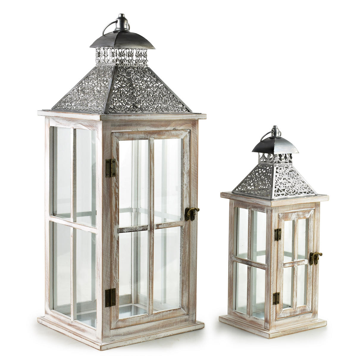 ATERNE Levi 2er Set Beige 25/25/67 cm Holz - Beige, Holz (27/67/27cm) - Mondex