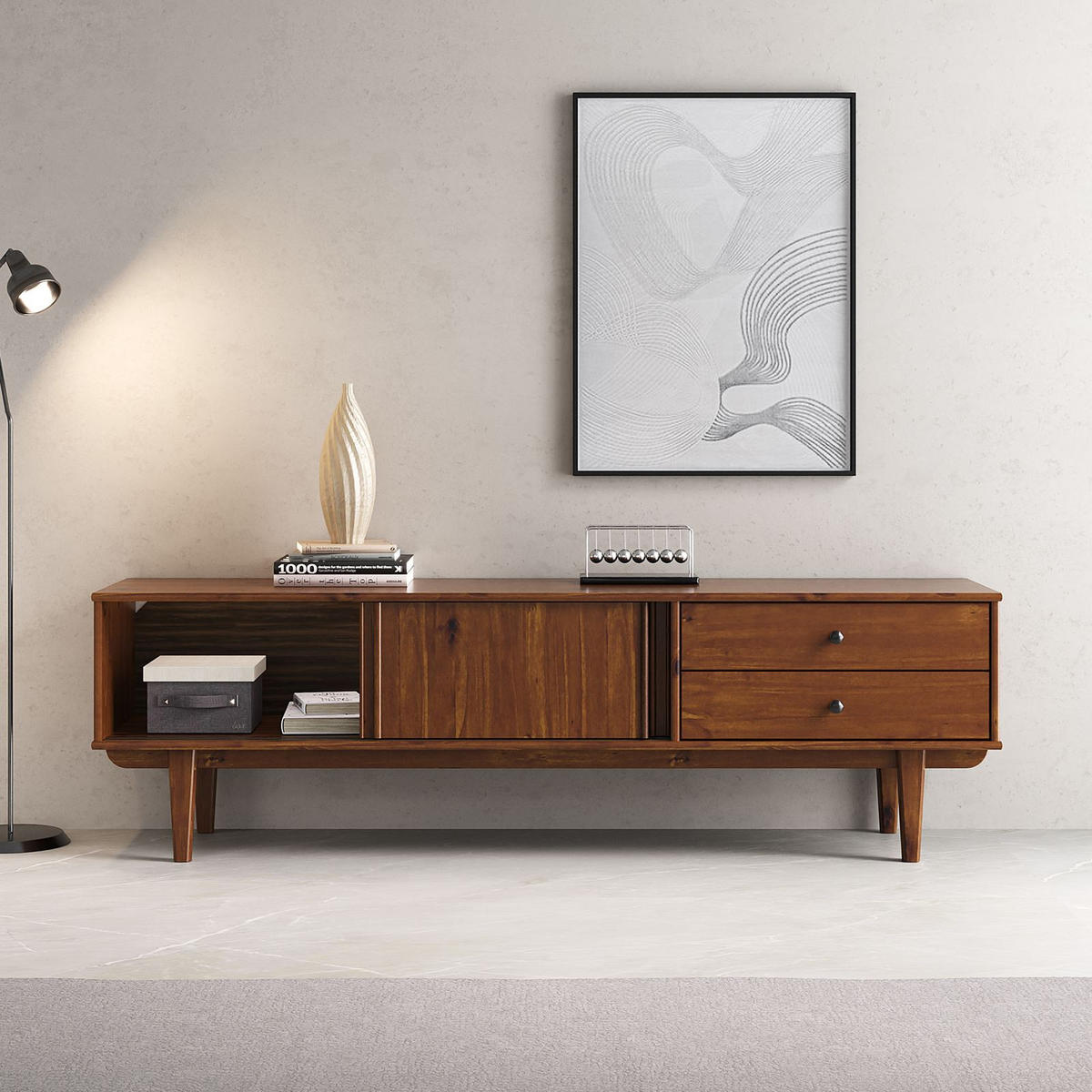 LOWBOARD SIMONA Kastanie - Kastanienfarben, Holz (175/52/41cm) - IDIMEX