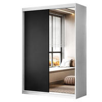 KLEIDERSCHRANK CAMARO II 150 cm mit Spiegel Schiebetürenschrank Weiß / Schwarz - Schwarz/Weiß, Holzwerkstoff (150/215/59cm) - Lookway