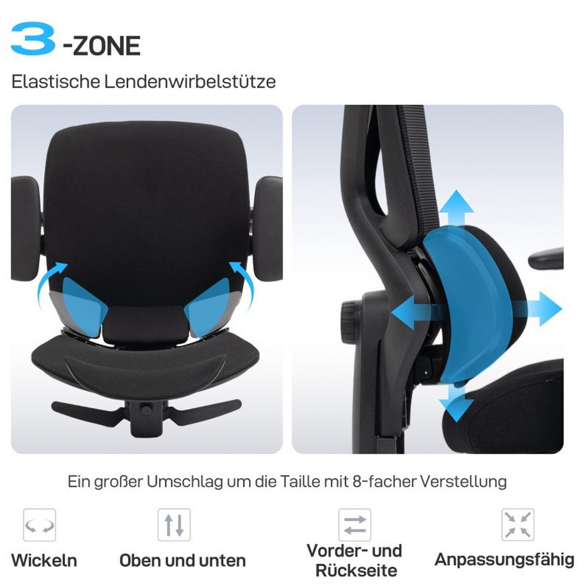 DREHSTUHL, Sitzhöhe 50–58 cm, Netzrücken, verstellbar, 75/73/128 cm, schwarz - Schwarz, Kunststoff (73/128/75cm) - Redom
