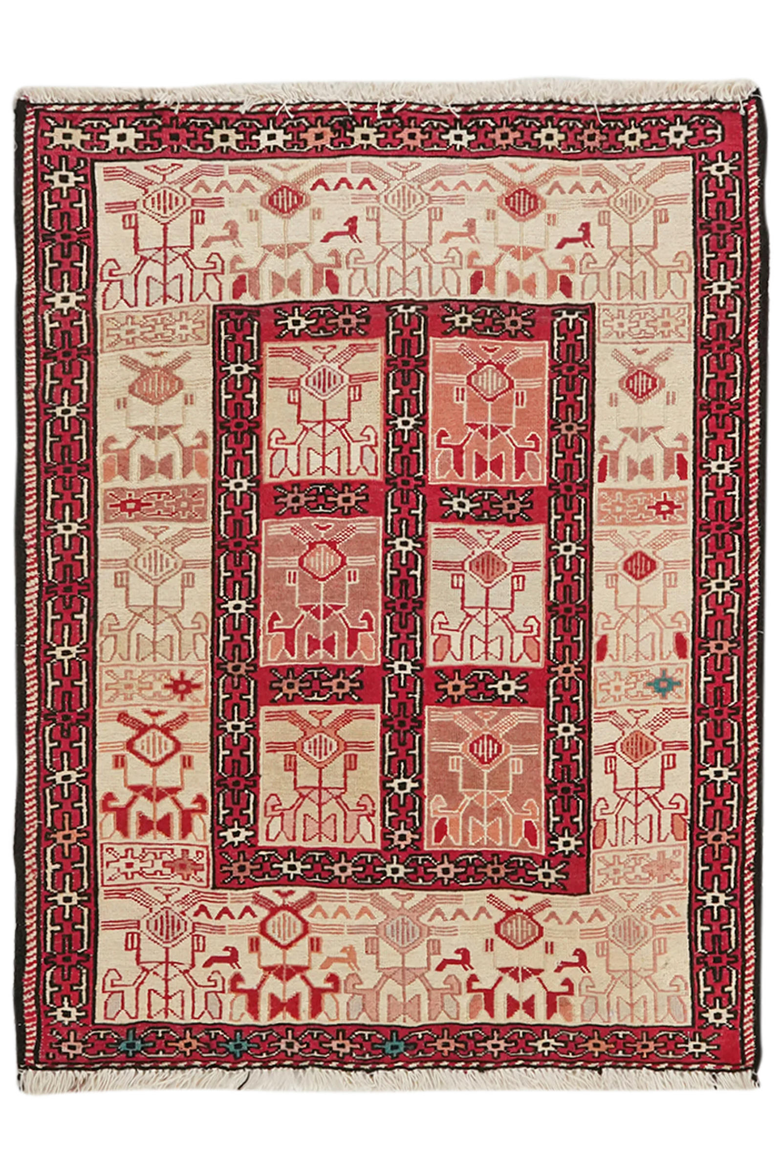 HANDWEBTEPPICH Sumak Shahsavan Beige 89/69 cm Schurwolle - Beige, Textil (69/89cm) - Looma