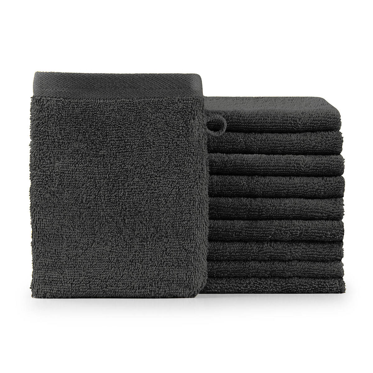 WASCHLAPPEN 10er-Set, 10x Waschlappen 15/20 cm, Dunkelgrau - Dunkelgrau, Textil (15/20cm) - Blumtal