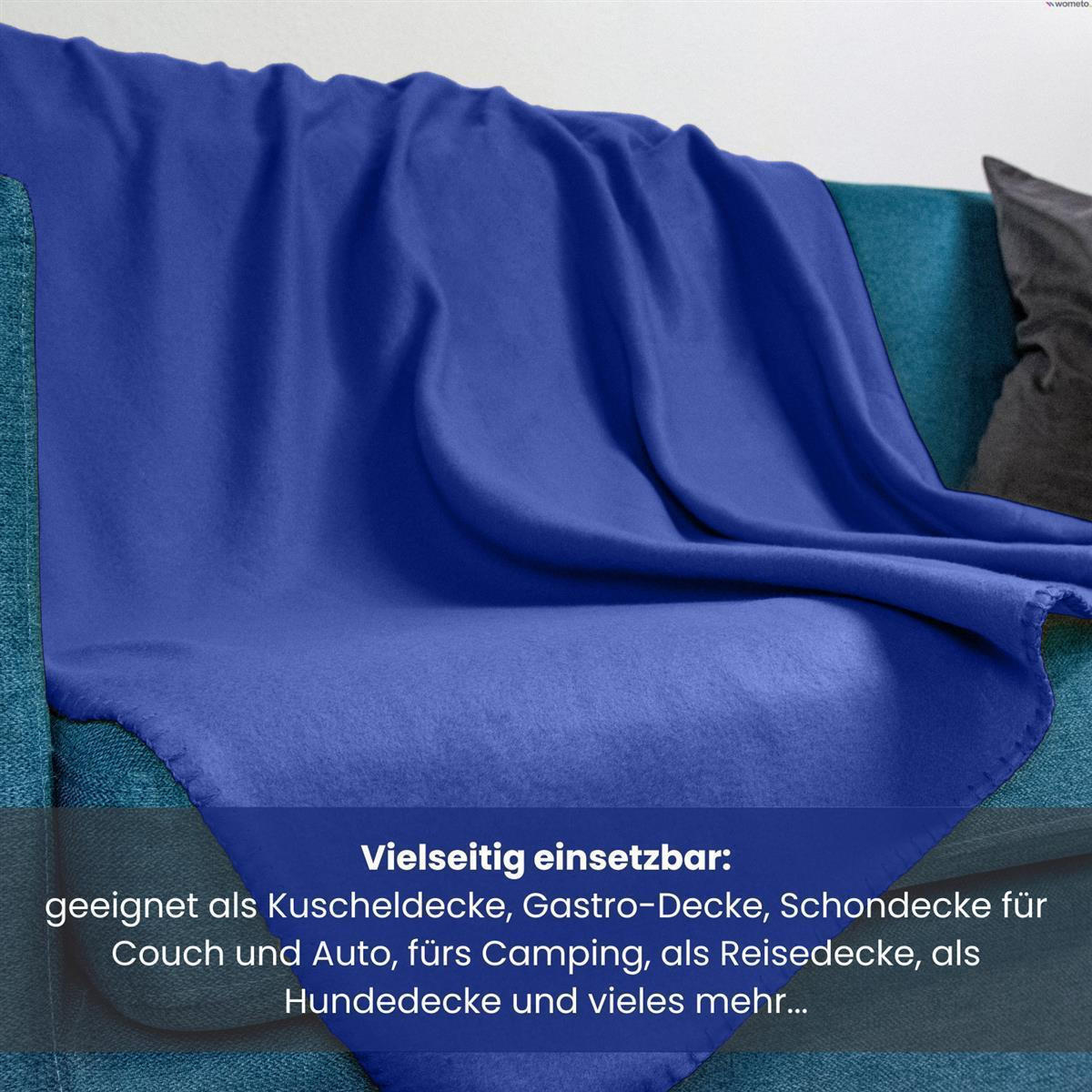 FLEECEDECKE 2er Set dunkelblau 130/160 cm Kettelrand Anti-Pilling - Dunkelblau, Textil (130/160cm) - wometo