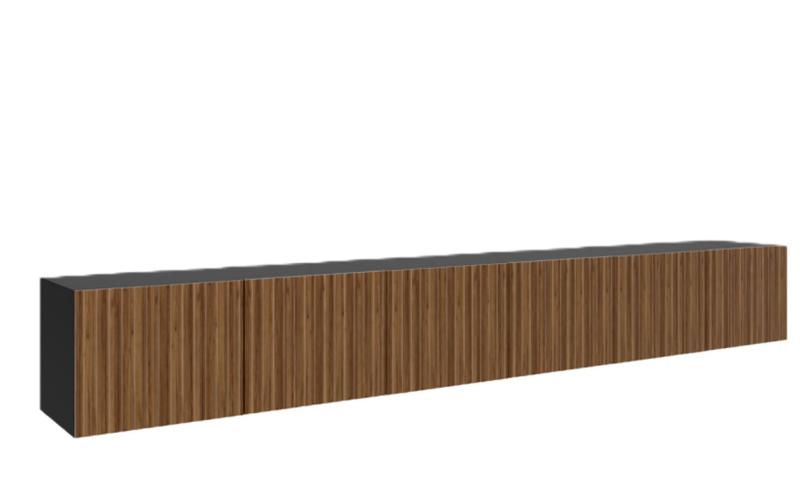 TV-SCHRANK Schwarz RIO Geschlossen Gerillt 300 cm - Schwarz, Holzwerkstoff (300/41/40cm) - Sepro Meble