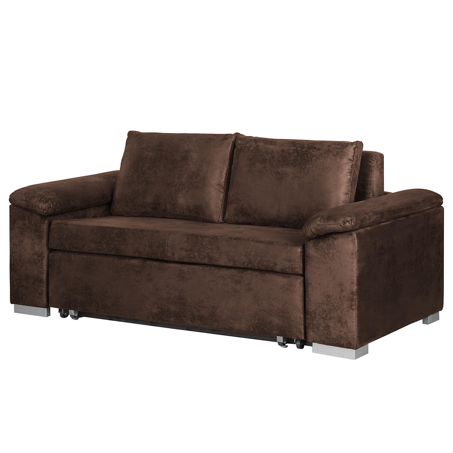 SCHLAFSOFA mit schräger Armlehne - Dunkelbraun, Textil (170/90/90cm) - home24
