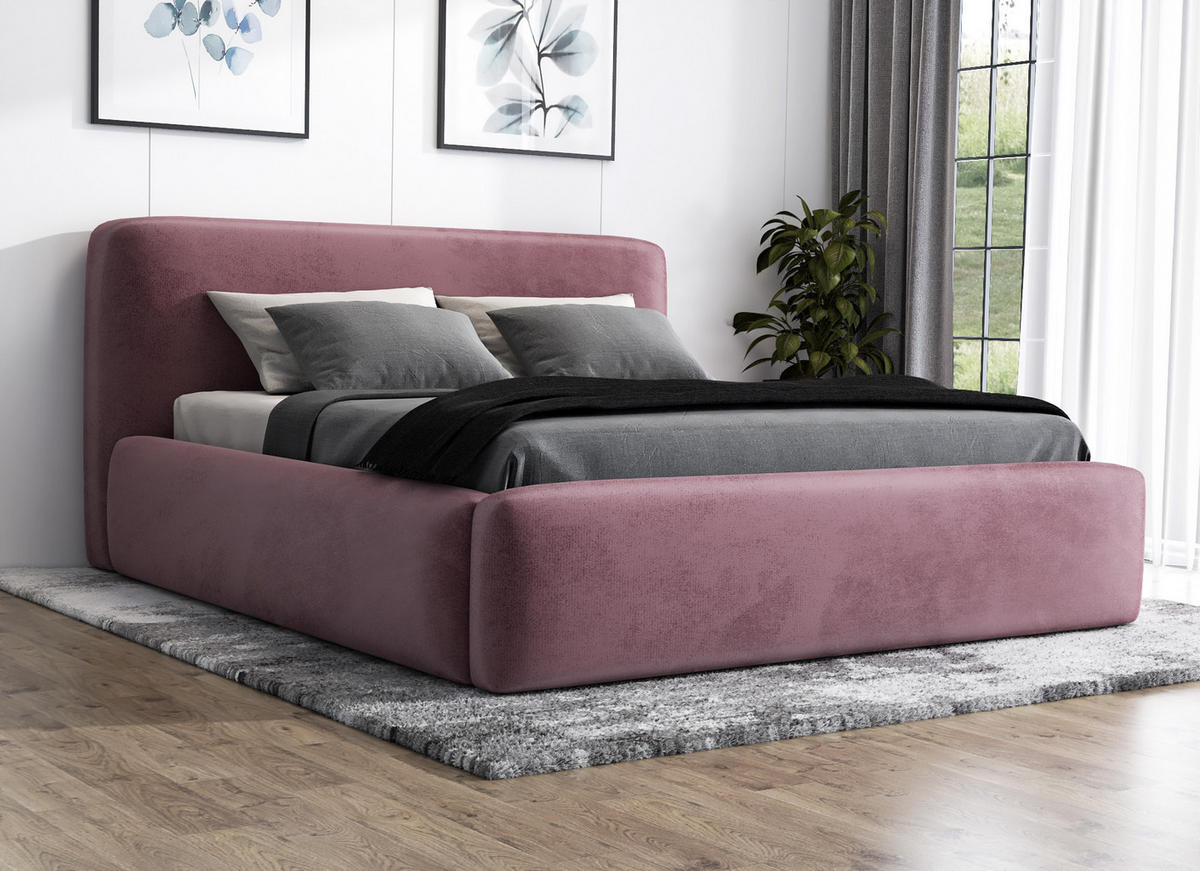 POLSTERBETT LUMO 120x200 Rosa - Rosa, Textil (120/200cm) - A&J MöbelLand