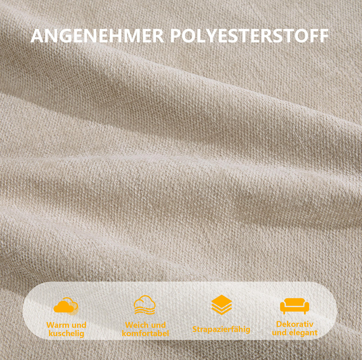 SOFA 271/93/67 cm in Beige, modular, aus Polyester mit rutschfestem Standfuß - Beige, Kunststoff (93/67/271cm) - Flora Grace