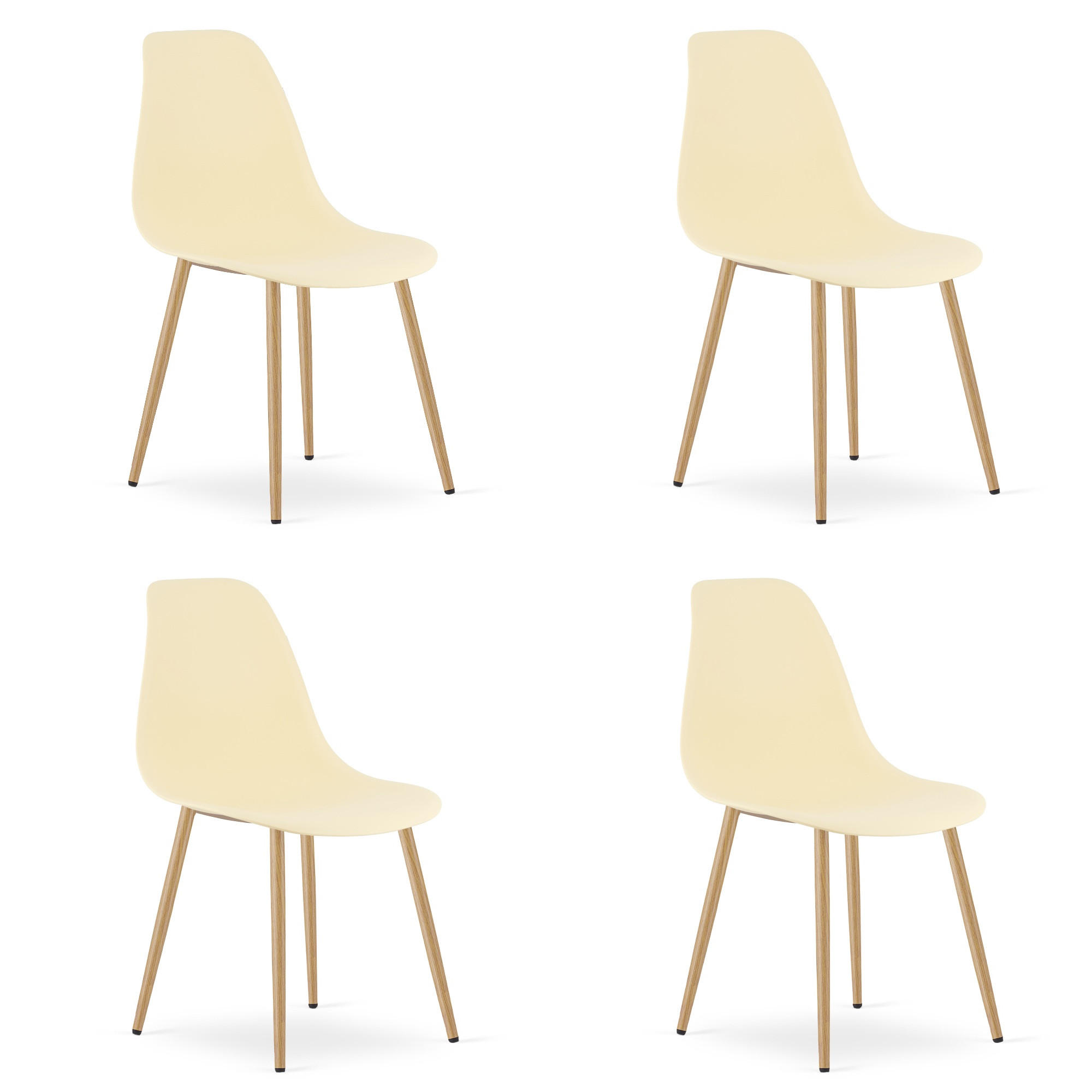 ESSZIMMERSTUHL 4-er Set KALEO cremefarbener Sitz, natürliche Beine - Creme/Naturfarben, Kunststoff (46/84/51cm) - Valora
