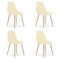 ESSZIMMERSTUHL 4-er Set KALEO cremefarbener Sitz, natürliche Beine - Creme/Naturfarben, Kunststoff (46/84/51cm) - Valora
