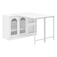 STEHTISCH Weiß Holzoptik|Ausziehbar|360° Drehbar mit Stauraum - Weiß, Holzwerkstoff/Metall (121.5/76.7/40cm) - Urban Meuble