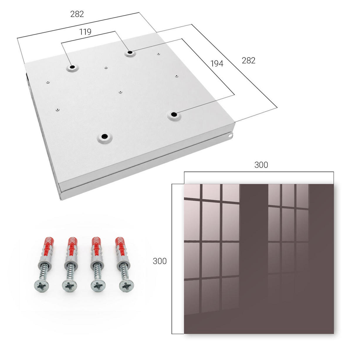 SCHLÜSSELBOX Weiß 30x30 cm – Türöffnung nach rechts - Verblasstes Braun - Braun, Metall (30/30/5cm) - TULUP