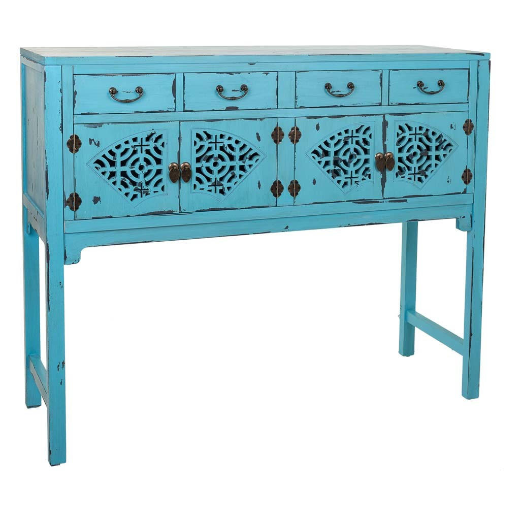 KONSOLE aus Holz 120x40x102 cm - Blau, Holz (40/120/102cm) - Wanderlust