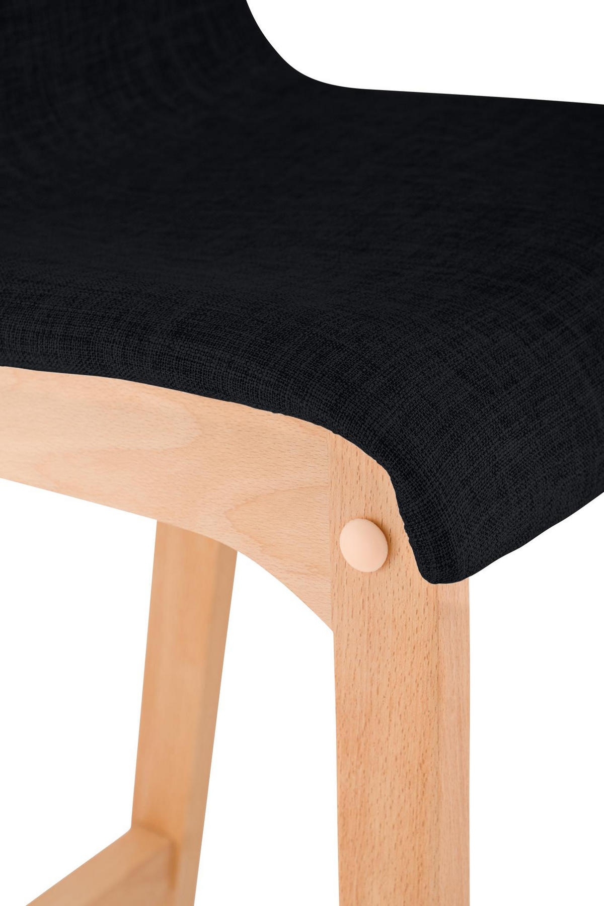 BARHOCKER 2er Set Stoff schwarz - Eukalyptusholzfarben/Schwarz, Holz/Textil (41/102/46cm) - CLP