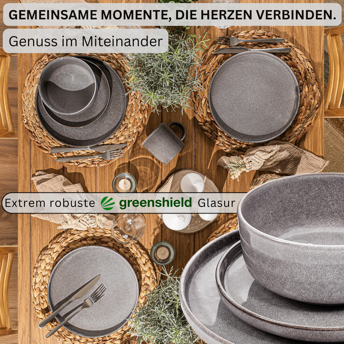 TAFELSERVICE KAIRO MONDGRAU - 18 teilig aus Steingut - Dunkelgrau, Keramik (40/50/40cm) - Sänger