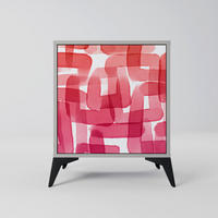 SIDEBOARD KALEIDOSCOPIC CUBISM, Grau, 57,5x42x70,5 cm, Schwarze Metall-Sternfüße - Multicolor/Schwarz, Holzwerkstoff/Metall (57.5/70.5/42cm) - SpaceRebels