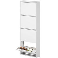 SCHUHSCHRANK 55/15/139,5 cm weiß aus Metall mit 4 Klappen - Weiß, Metall (55/139/15cm) - OKWISH