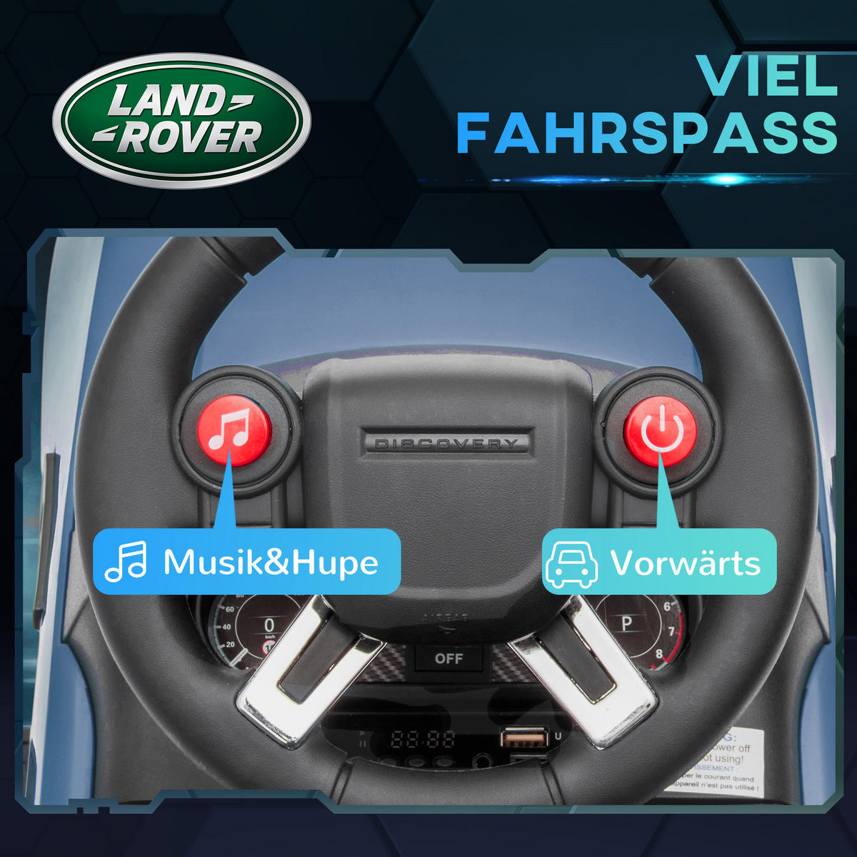 ELEKTRO Kinderauto 6V, Musik, Hellblau - Hellblau, Kunststoff/Metall (65/43/40cm) - AIYAPLAY