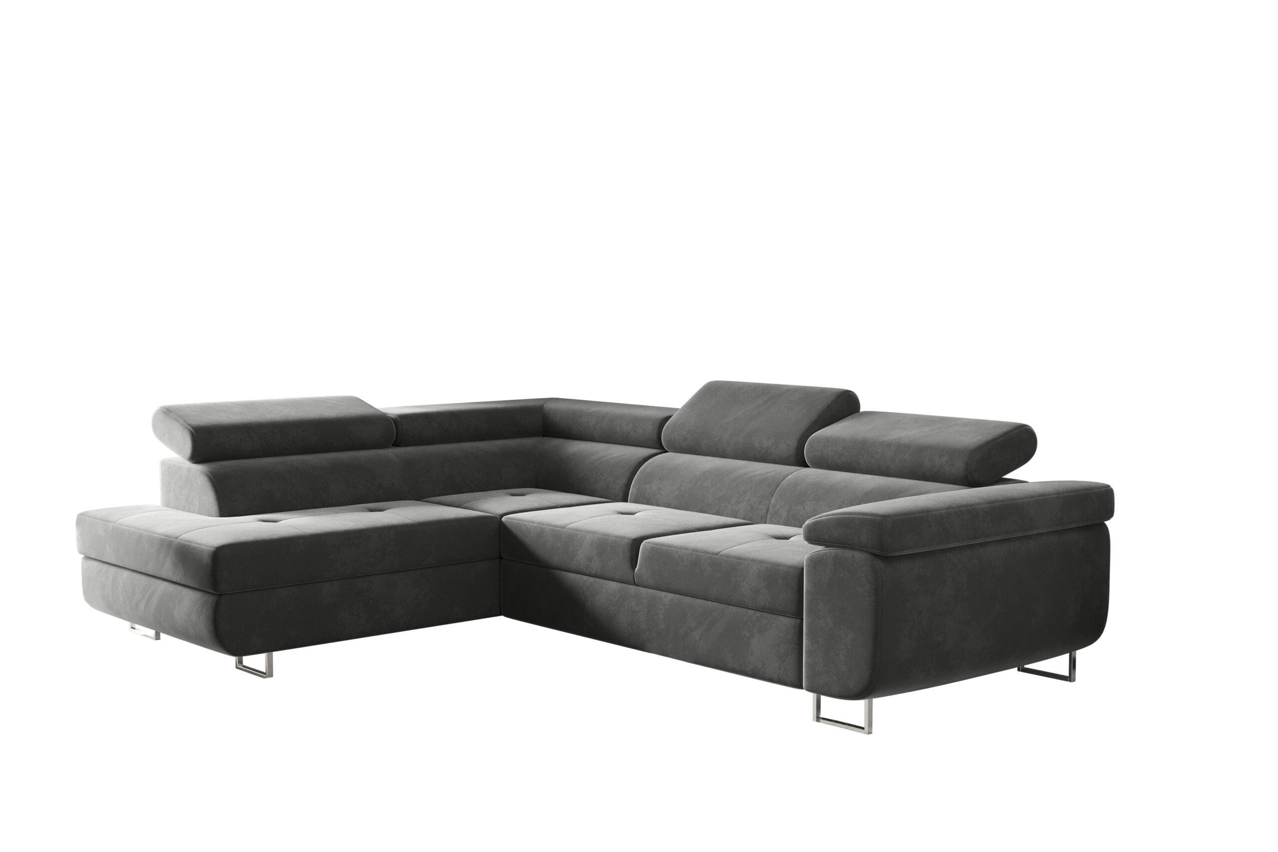 ECKSOFA mit Schlaffunktion und Bettkasten ATOM Grau Links - Grau, Holz/Textil (202/275cm) - Kaiser Möbel