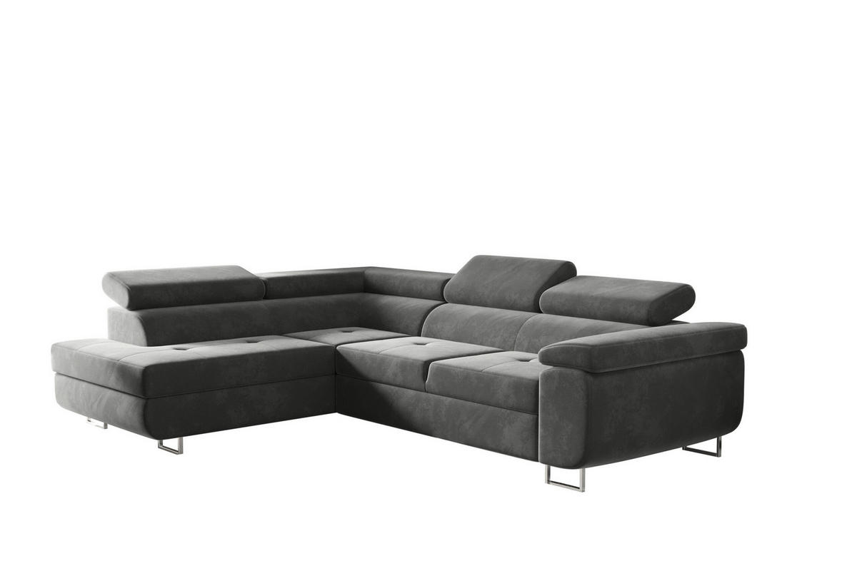 ECKSOFA mit Schlaffunktion und Bettkasten ATOM Grau Links - Grau, Holz/Textil (202/275cm) - Kaiser Möbel