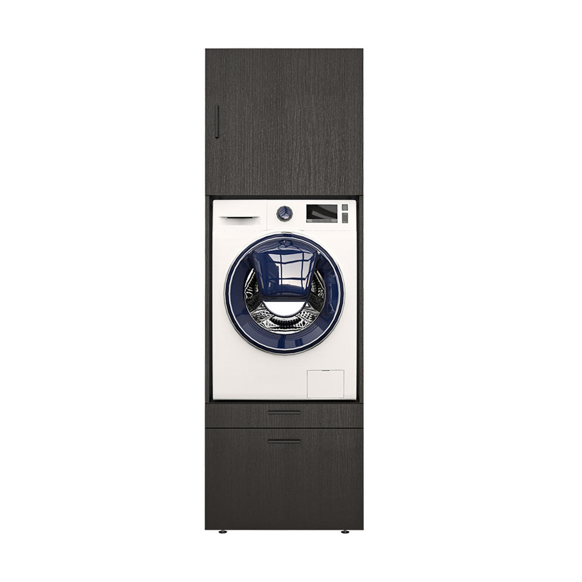 WASCHMASCHINENSCHRANK Serie 2 67cm Breit, 205cm Hoch - Schwarz, Holzwerkstoff (67/205/67cm)