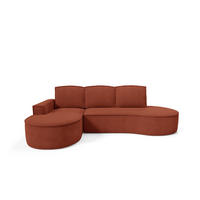 ECKSOFA MOLLY mit Schlaffunktion – Halbrund, freistehend, Liegefläche 140x207 cm, 3 Kissen, Abriamo-Stoff, 277x157x88 cm, Links Braun - Rotbraun, Holz/Textil (157/277cm) - DomoHome