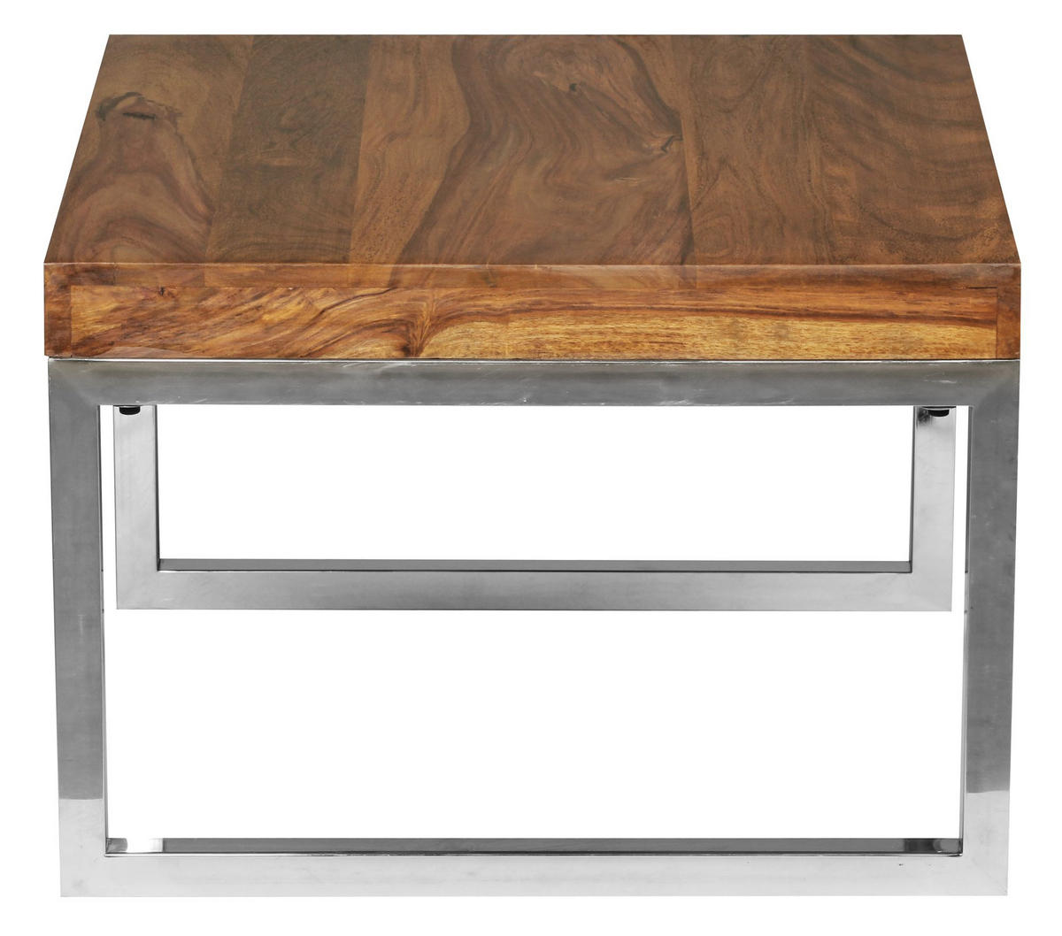 COUCHTISCH Massivholz Metallgestell Pflegeleicht, Braun 60x60x40 cm - Silberfarben/Braun, Holz/Metall (60/60/40cm) - KADIMA DESIGN