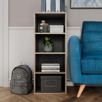 BÜCHERREGAL Tetrix Anthrazit 40 x 100 cm mit 4 Fächern - Anthrazit/Beige, Holzwerkstoff (40/100/30cm) - Vicco