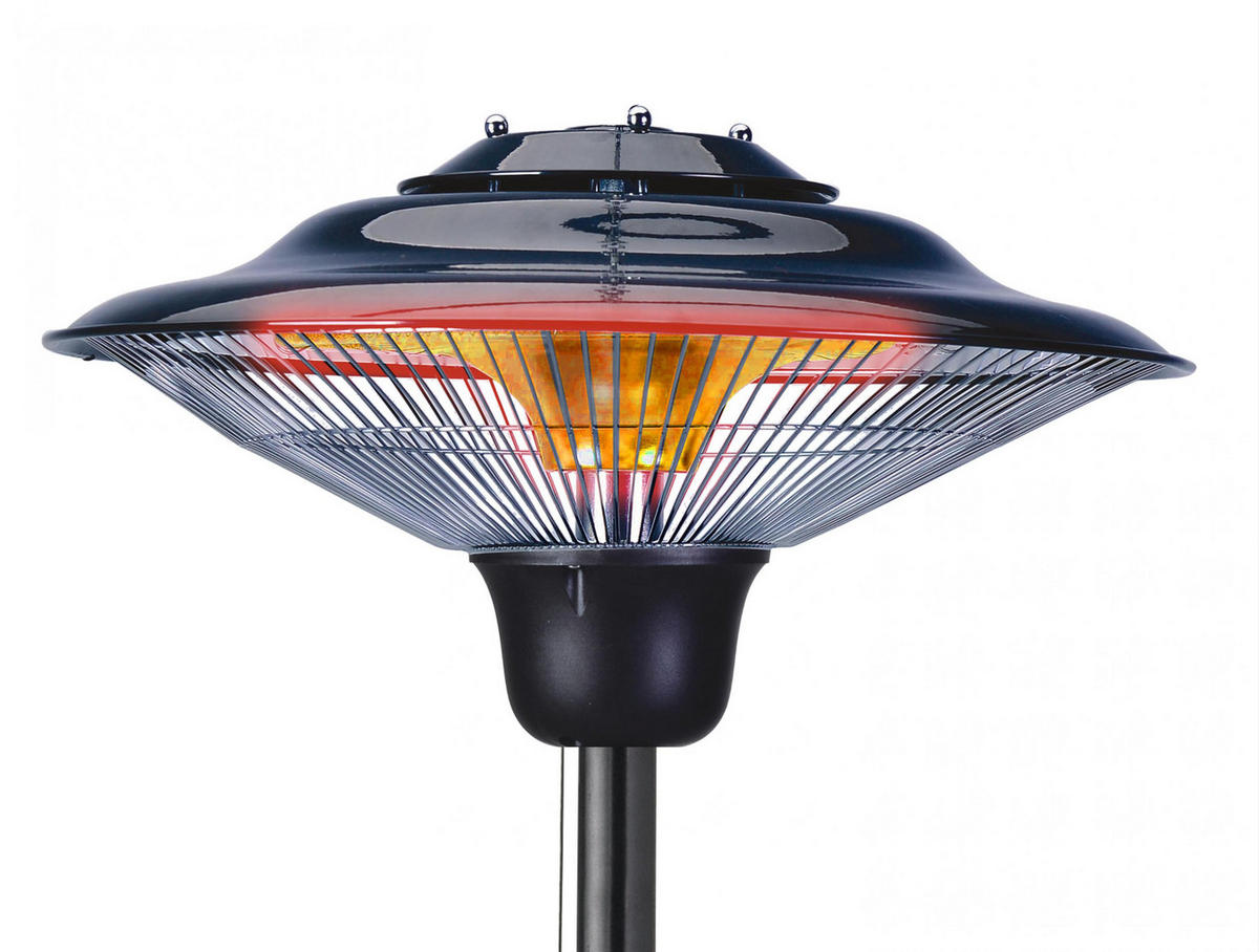 HALOGEN-HEIZUNG auf Standfuß Schwarz outdoortauglich und höhenverstellbar 1500 W - Schwarz, Kunststoff/Metall (51/200/51cm) - Purline