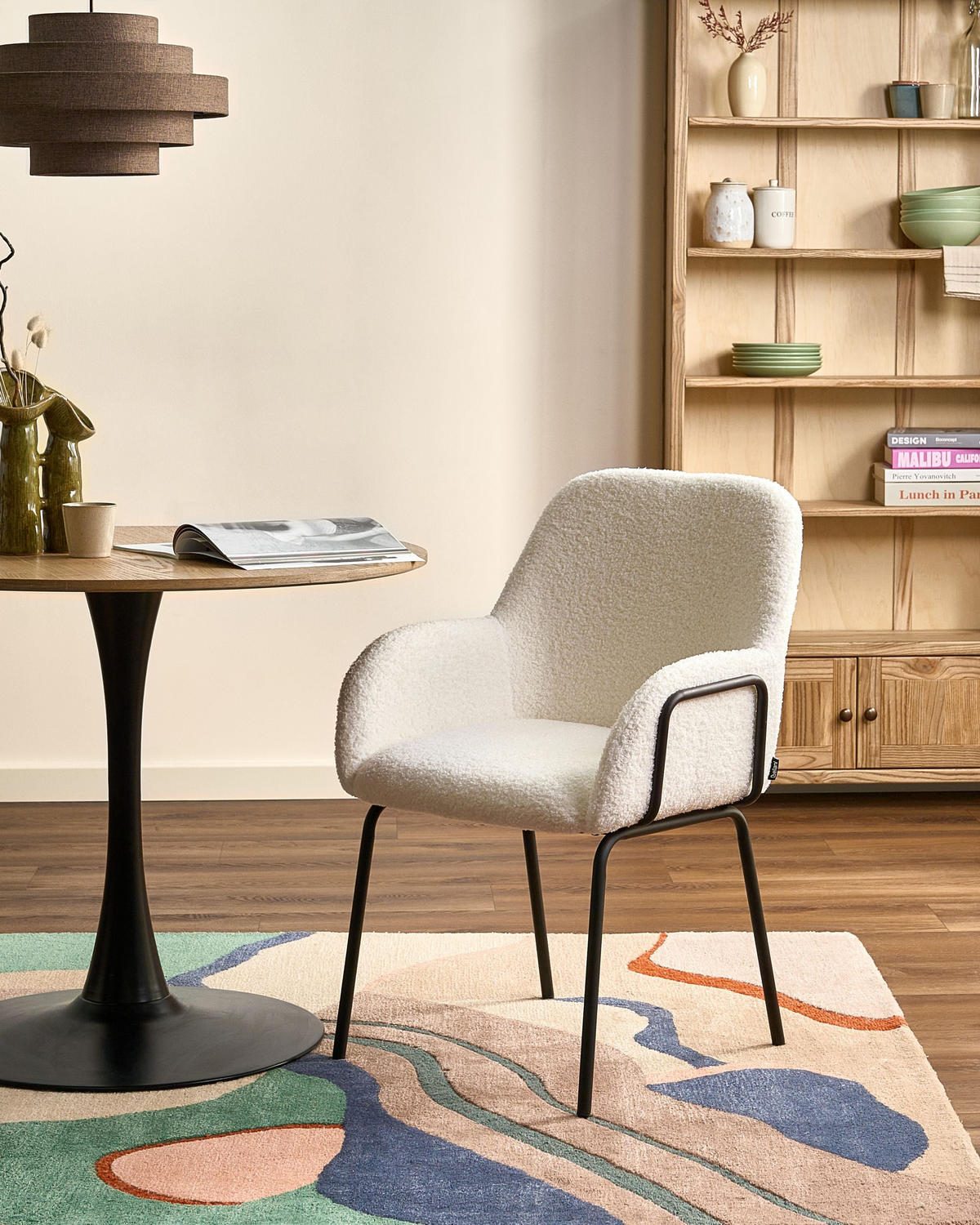 JÍDELNÍ ŽIDLE Bouclé Krémově bílá Algona - krémová, textil (50/84/67cm) - Beliani