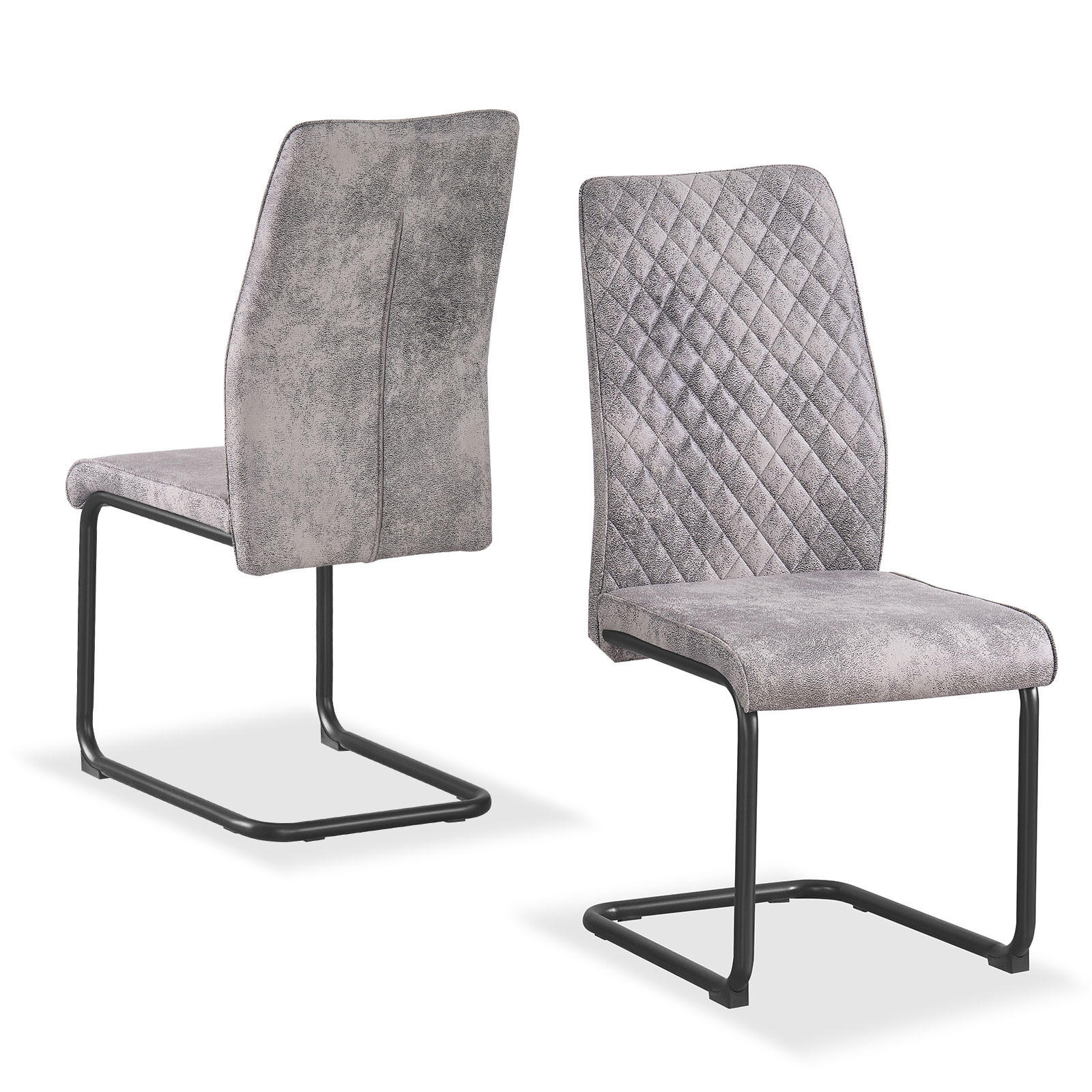 SCHWINGSTUHL THEO Grau 2 Stück - Grau, Textil/Metall (44/98/58cm) - B&D Home