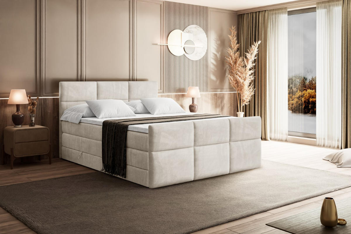 BOXSPRINGBETT OHIO-Z KING - 120x200 - H3/H4 - Creme - Creme, Holzwerkstoff (120/200cm) - ALTDECOR
