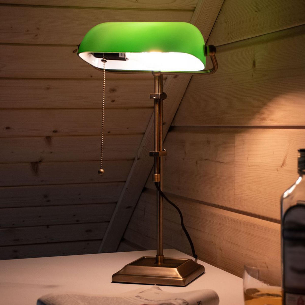 LED SCHREIBTISCHLAMPE Bronze Grün - Weiß, Metall (26.5/25/56cm)