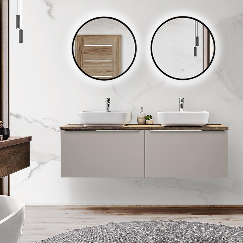 BADMÖBEL-SET 7-TLG. Puebla-56 - Beige, Holzwerkstoff (160/200/46cm) - Lomado