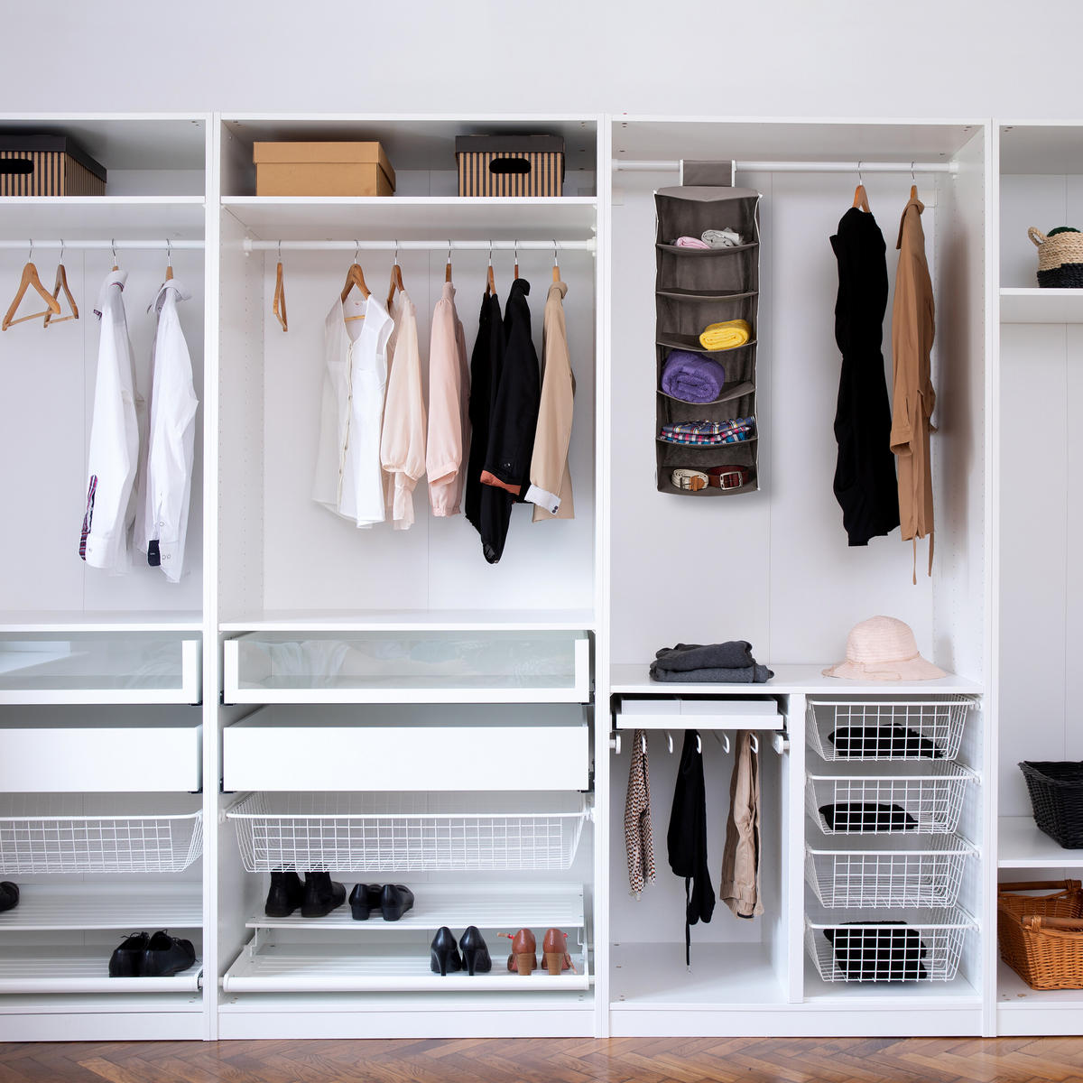 ZÁVESNÉ regály - antracitová, textil/vlnitá lepenka (31cm) - Relaxdays