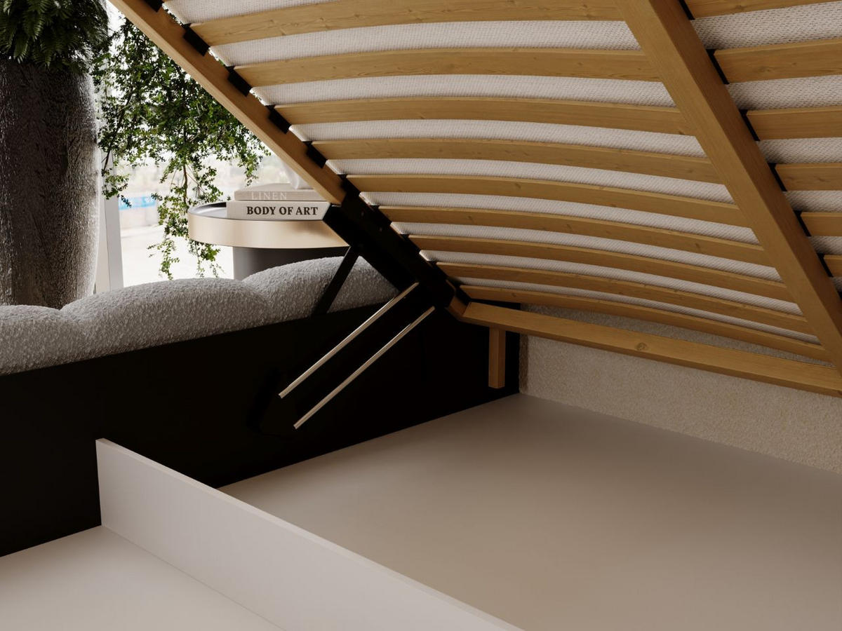 POLSTERBETT Imperial 180x200 Bouclé-Stoff Hellgrau - Hellgrau, Textil (180/200cm) - Graingold