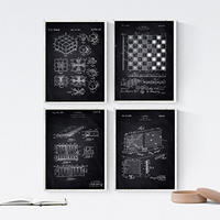 POSTER Set mit 4 Schwarz Brettspiele Patent A4 Rahmenlos - Klar, Papier (29.7/3cm) - Nacnic