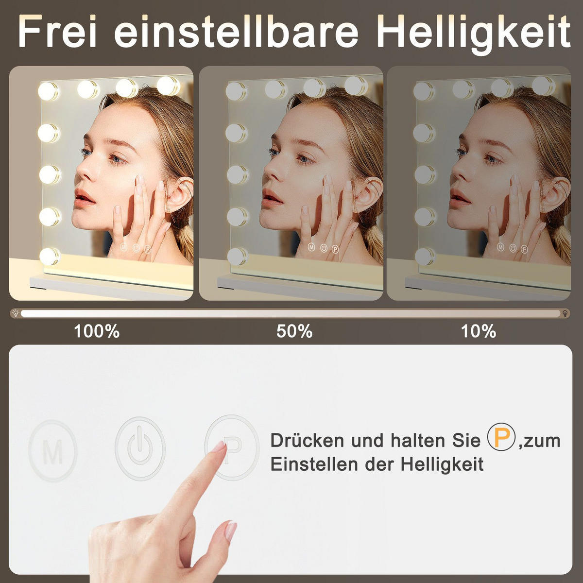 SCHMINKSPIEGEL Franklin 50/12/40 cm - Weiß, Glas (12/40/50cm) - Nettlife