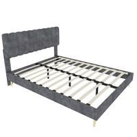 POLSTERBETT 160/200 cm mit hohem Kopfteil und Matratze, Samtoptik Metall/Holz, Grau - Grau, Textil (160/200cm) - Redom