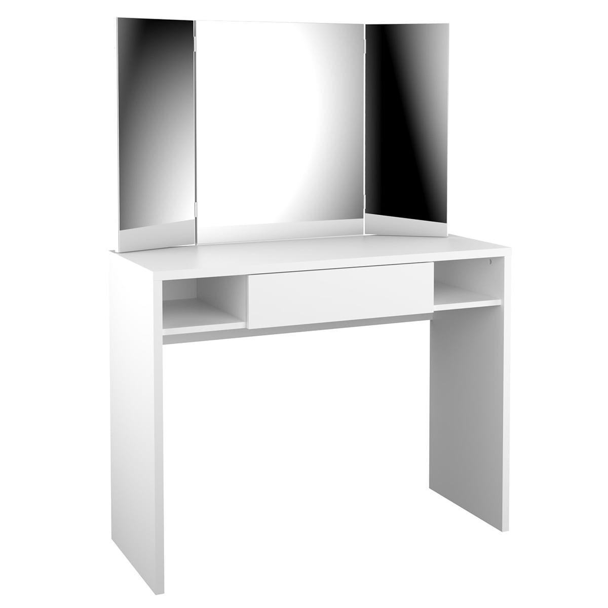 FRISIERTISCH mit 1 Schublade, 2 Nischen und Spiegel - Schminki - Weiß, Holzwerkstoff (41.4/135.7/57.1cm) - Calicosy